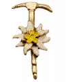 Ansteck-Pin<br>Eispickelbrosche<br>mit Edelweiß