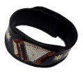 Bild 1 von Lederarmband<br>Knopfharmonika<br>schwarz/braun  / (Ausführung) Damen / (Verschluss) mit Druckknöpfe ( + 2,- € )  / (Farbe) schwarz-glänzend